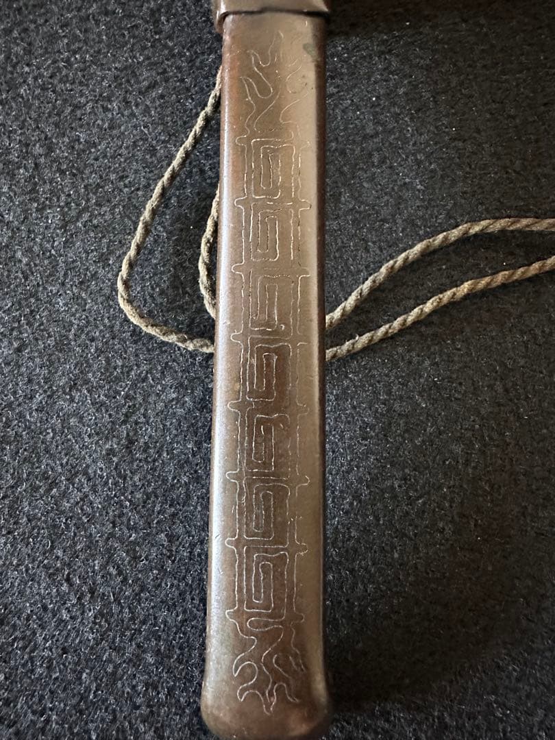 古銅 矢立 銀象嵌 牡丹図 書道具 筆入れ アンティーク 時代物 ⑦