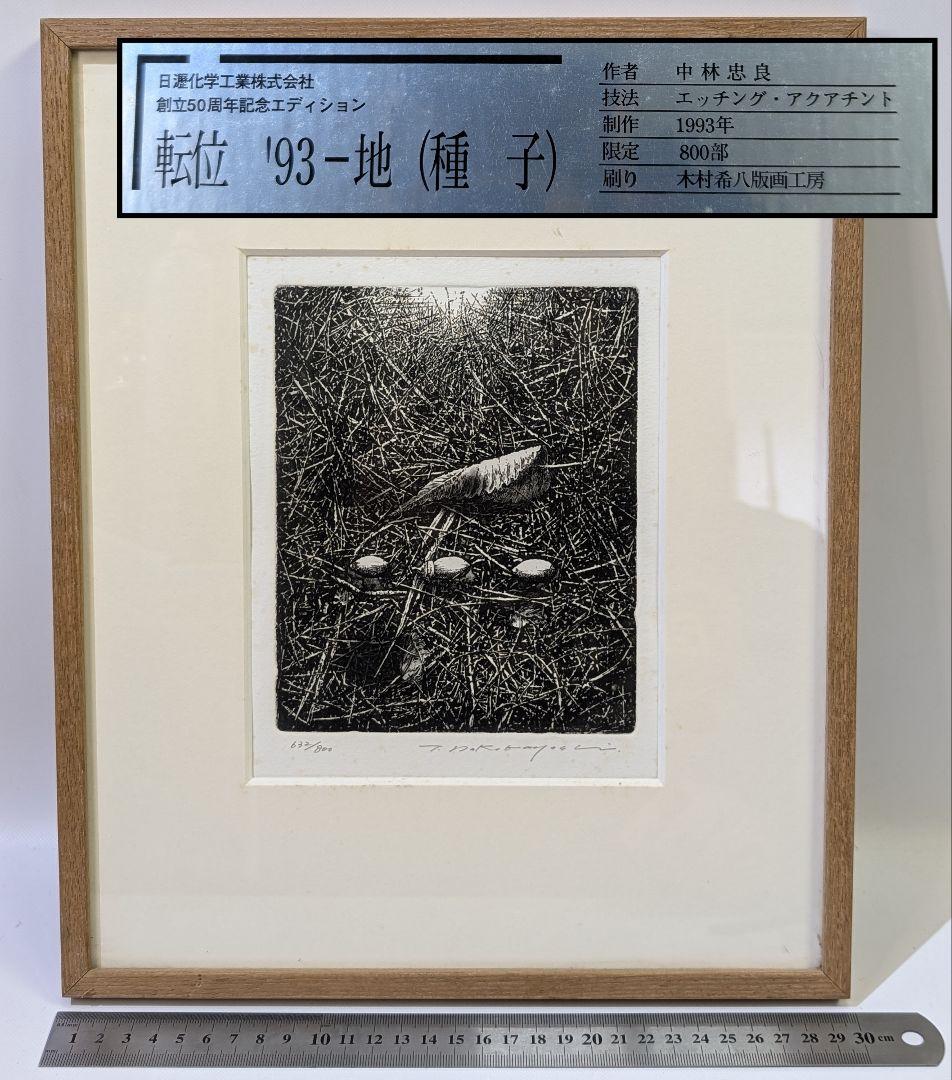 中林忠良 転位 ´93 - 地 (種子) エッチング 632/800静物画 版画