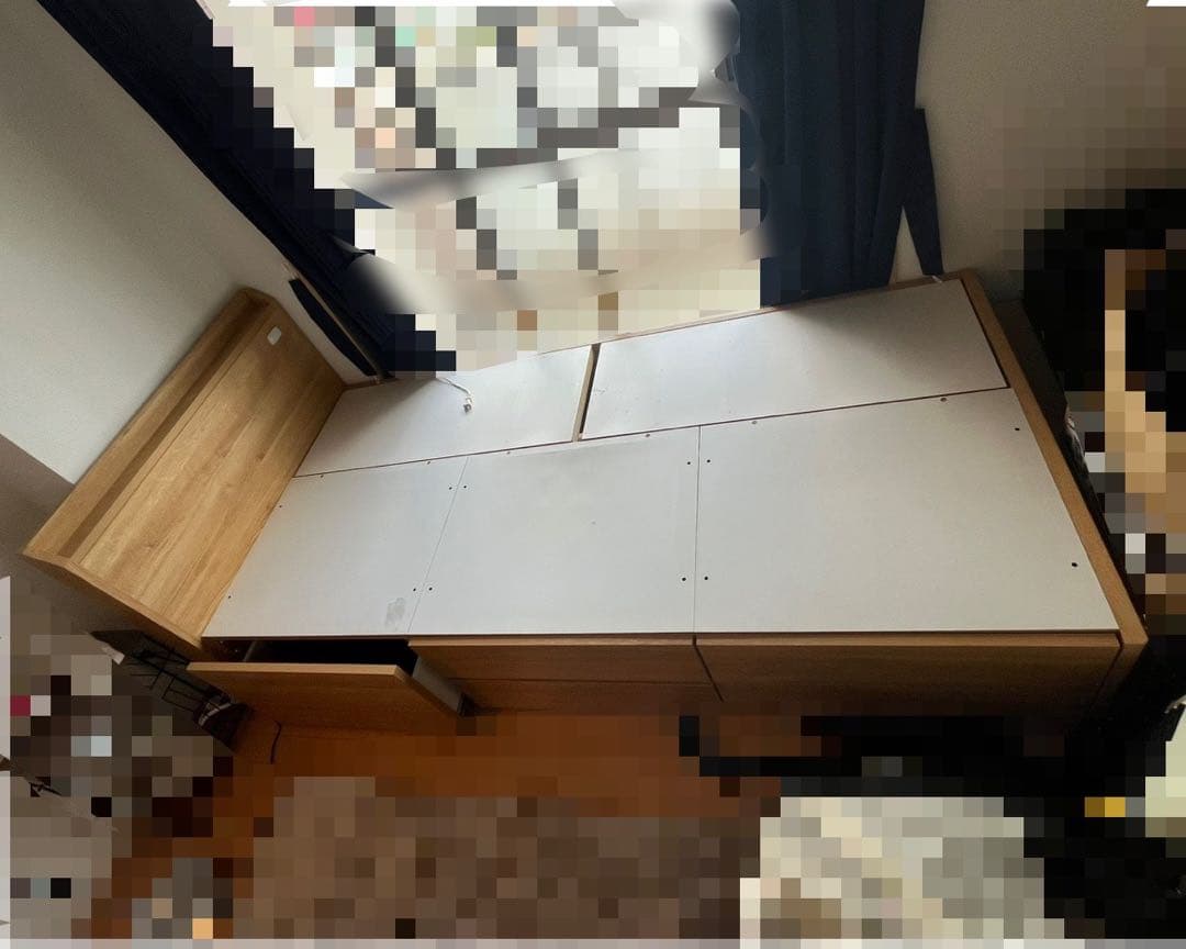 【美品】ニトリ　収納付き　シングルベッドフレーム　ウッド　充電プラグ付き