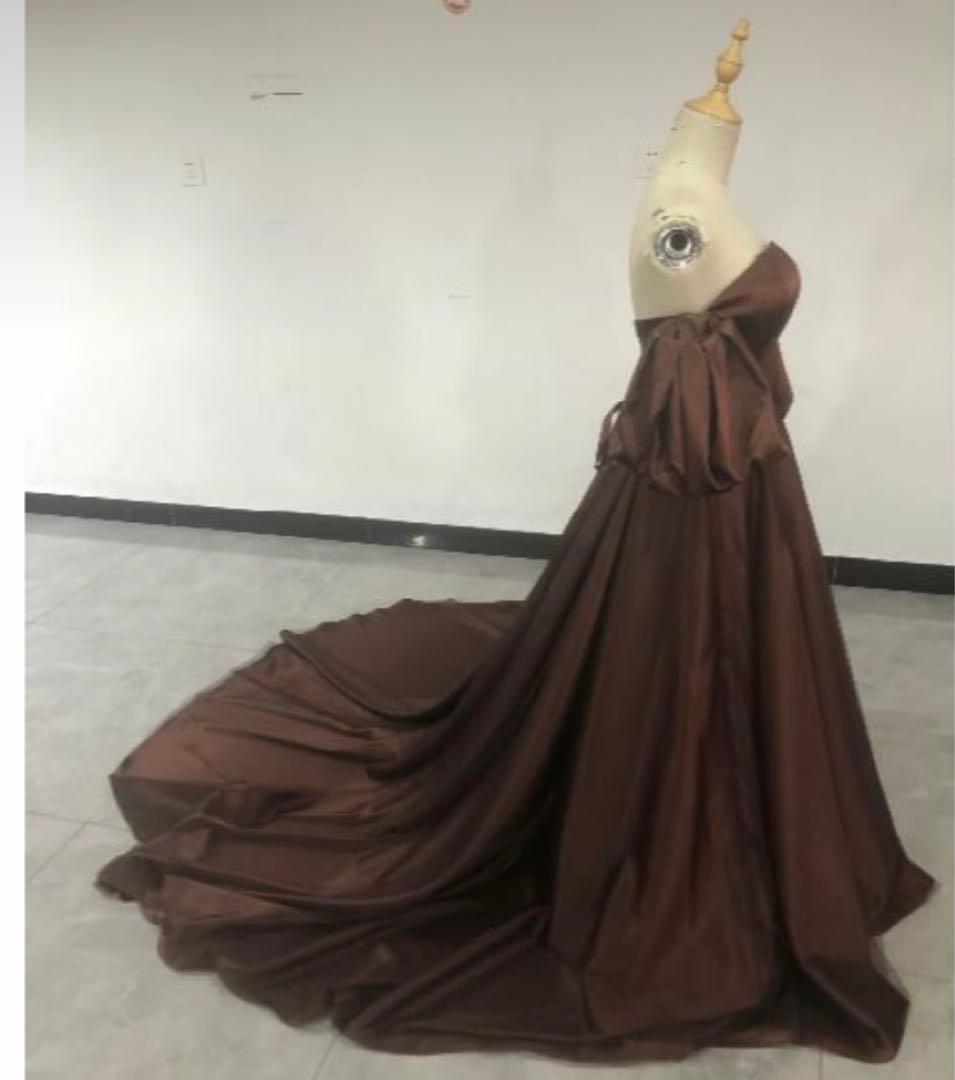 最終値下げ【自宅室内の前撮りのみ】ウェディングドレス　カラーブラウン