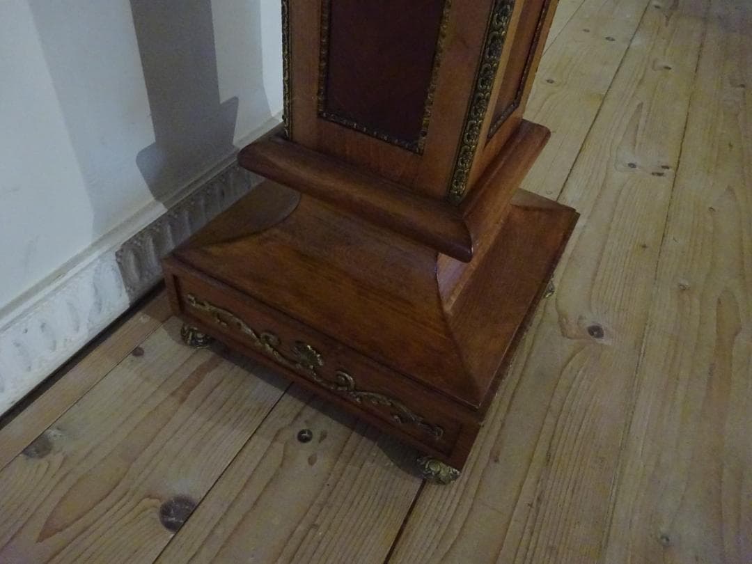 スペイン製 花台 時計台 飾り台 アンティーク 大理石天板 真鍮装飾