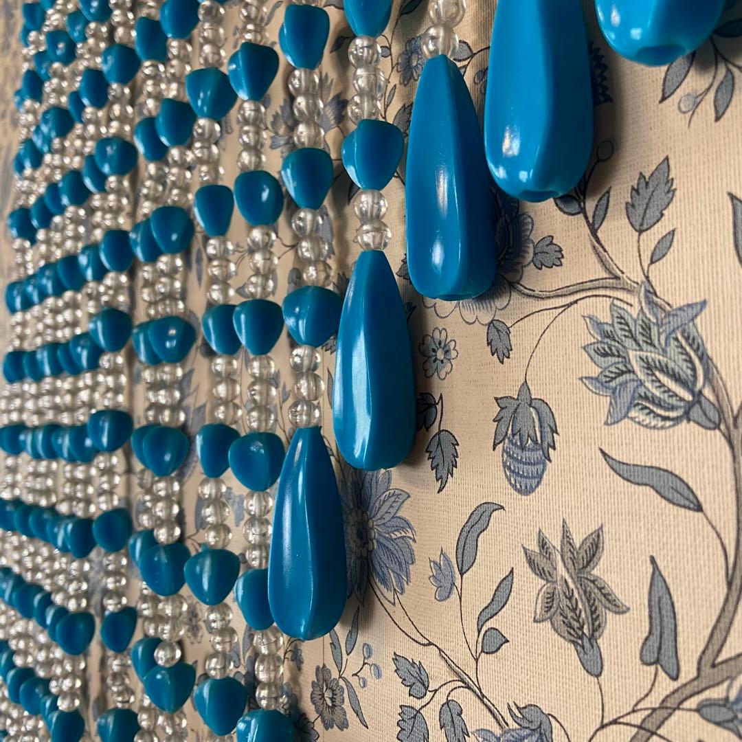 昭和レトロ ビーズのれん 当時物 レトロポップ ブルー - メルカリ