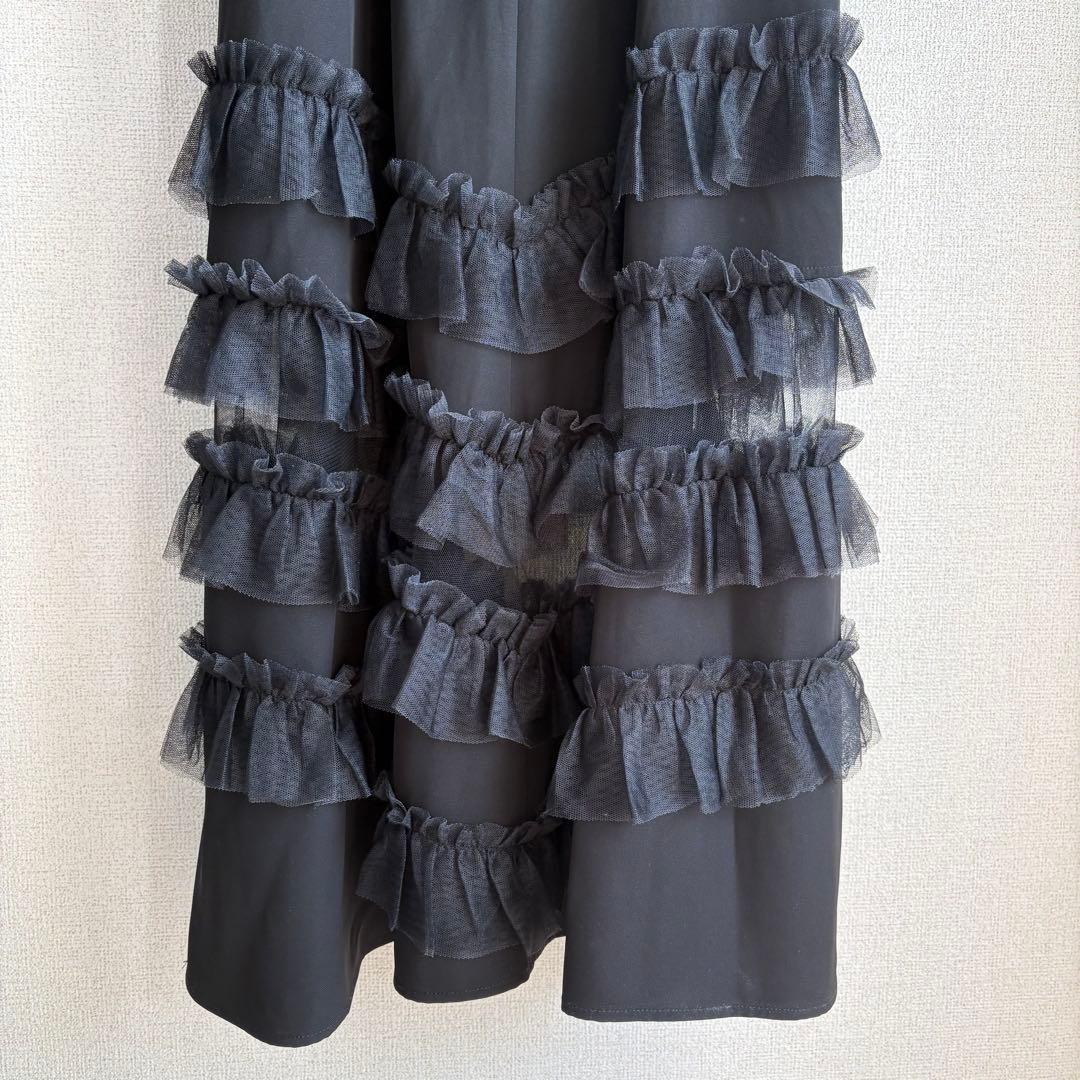 Transparent hem setup dress 黒　S