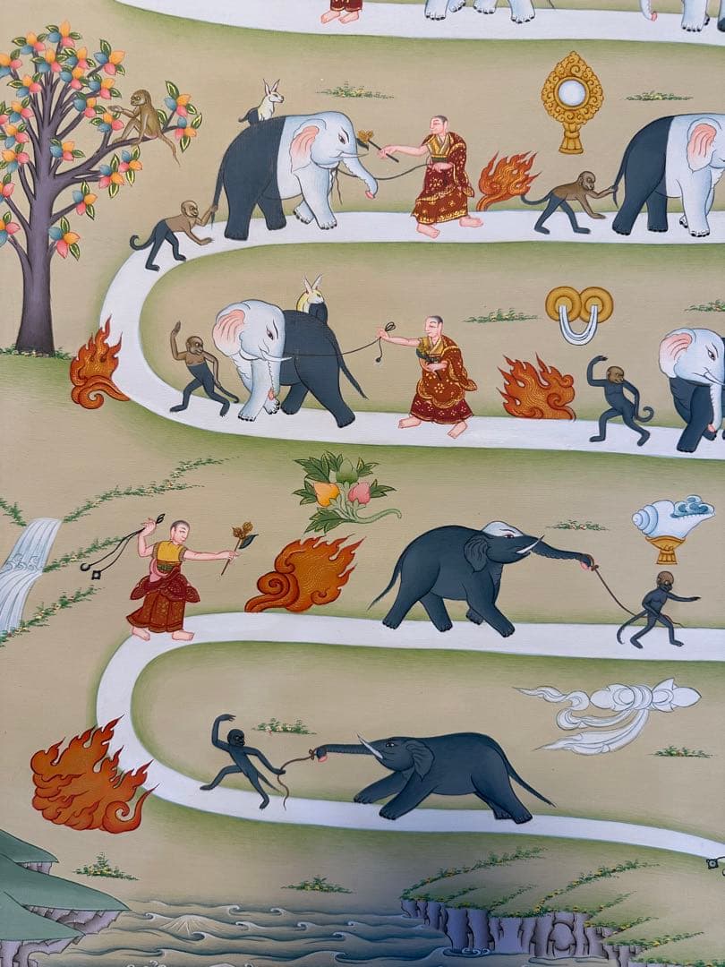 チベット手描き　ニルヴァーナ涅槃への道