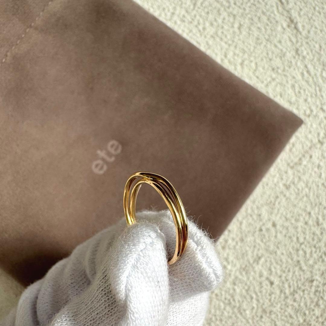 ete エテ レイヤード クロス リング ゴールド k10 7号