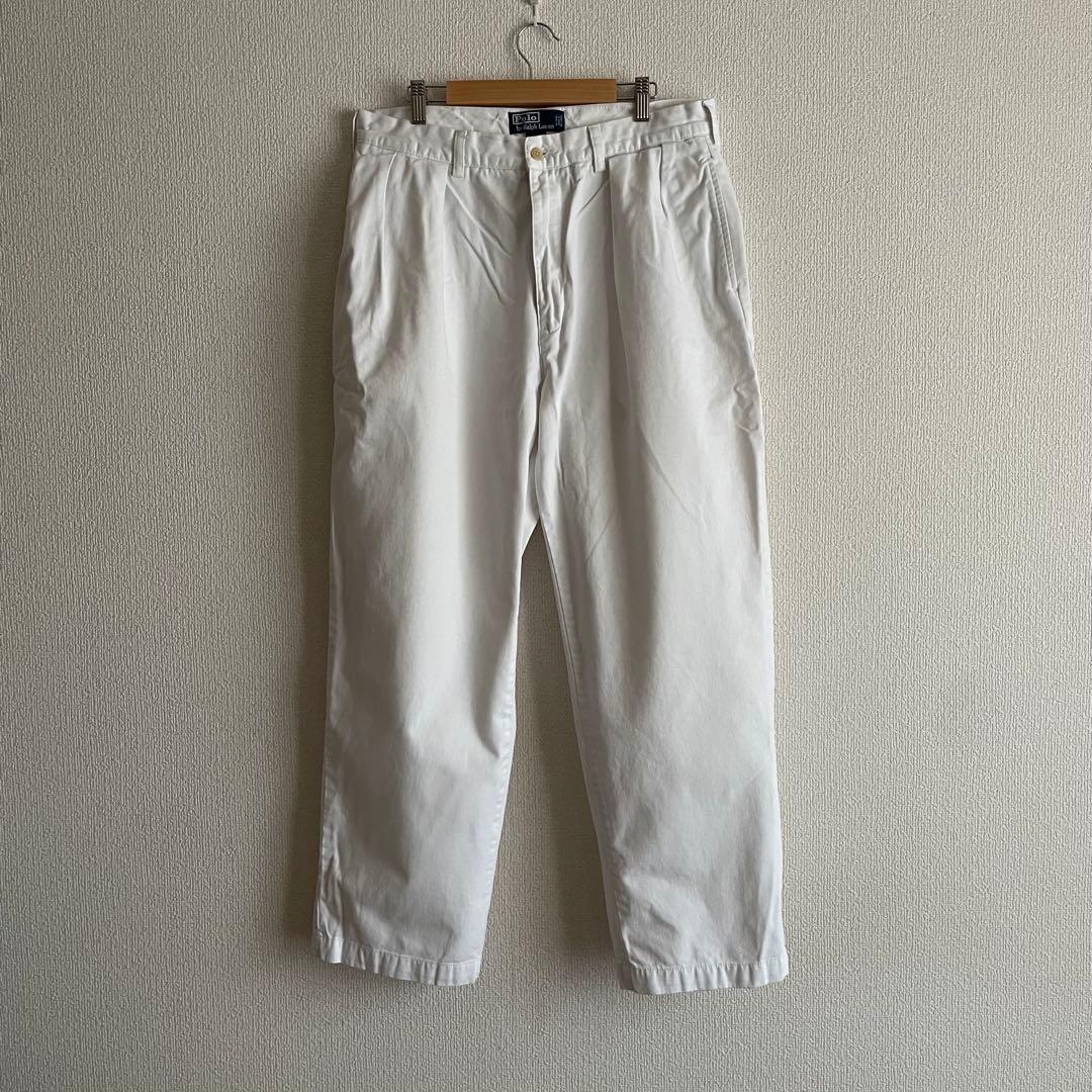 美品】 ポロラルフローレン 2タック チノパン アンドリューパンツ 白
