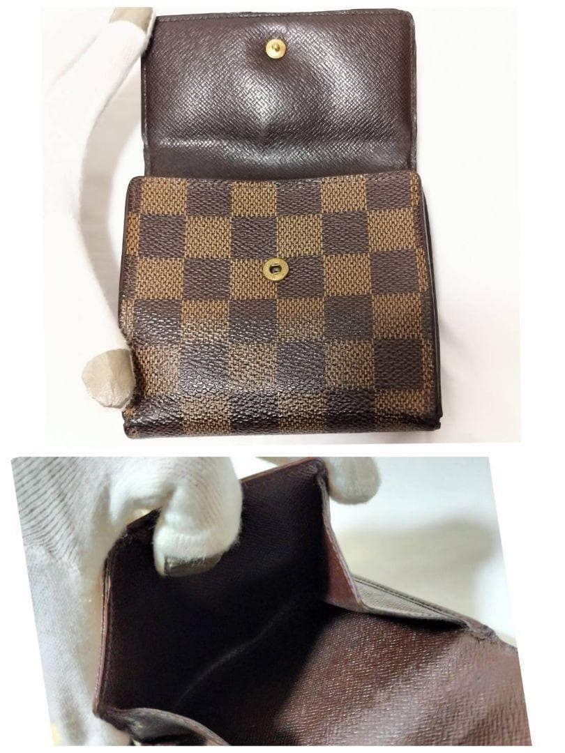 ルイヴィトン 折財布 ポルトフォイユ エリーズ ダミエ wホック