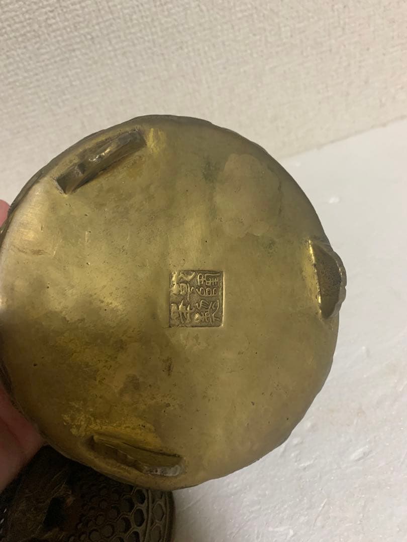 香炉銅製真鍮金属製年代感あり中古、未使用に近い工芸品茶道具？