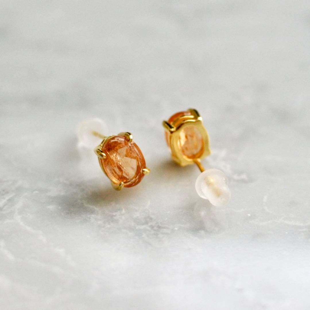 さとぴー品☆インペリアルトパーズのネックレス&スタッドピアスセット