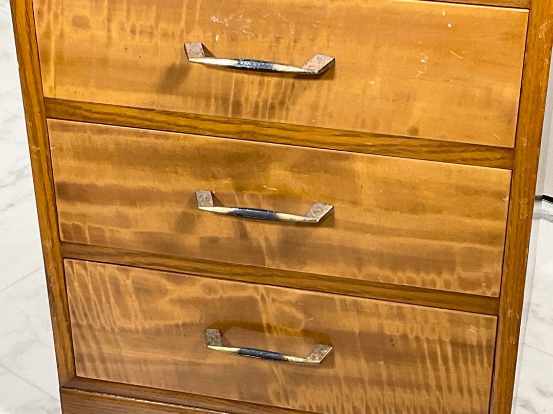 アンティーク 小引き出し 5段 ハンドル 金×黒 小箪笥 収納 古道具