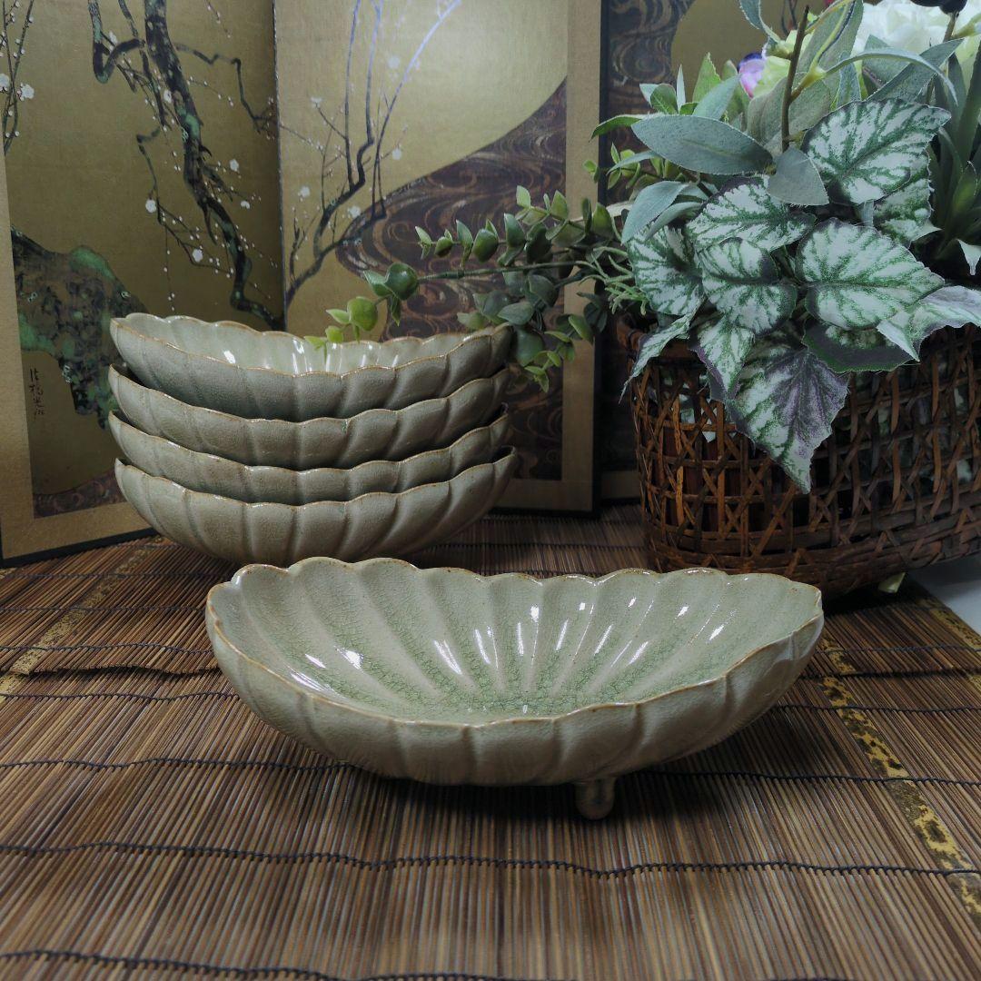 江戸期 尾張徳川家 御用窯 御深井焼 菊割向付皿 五