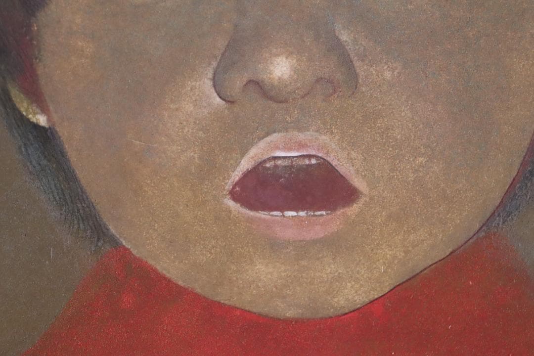 真作保証 堀泰明 「童暦」 日本画10号 共シール タトウ箱付