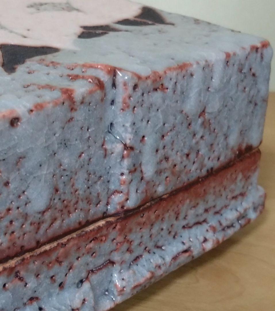 若尾利貞作　鼠志野陶筥　鼠志野陶箱　志野焼　岐阜県重要無形文化財技術保持者