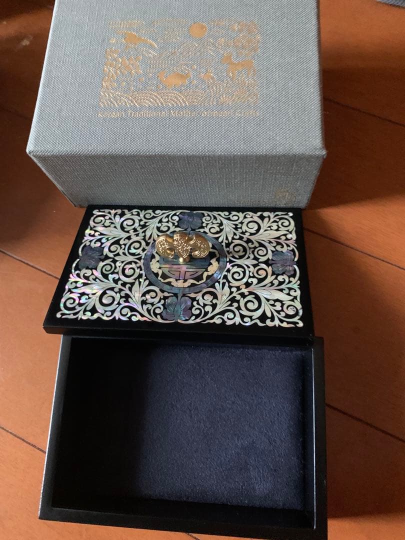 中国伝統螺鈿漆器ジュエリーボックス（内側も螺鈿装飾・純手工制作