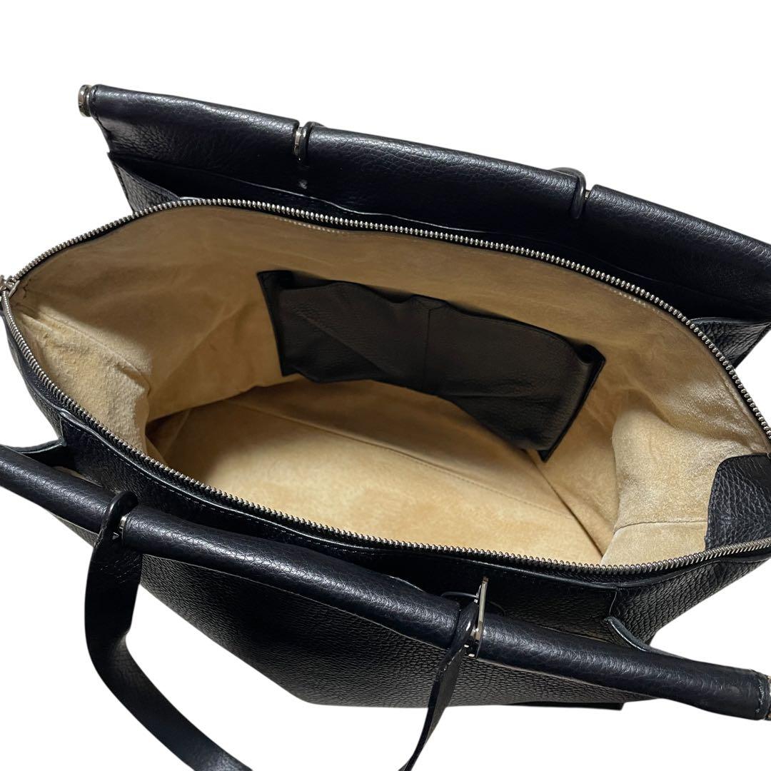 マウロゴヴェルナ A4 トートバッグ ハンドバッグ ブラック 本革 シボ革