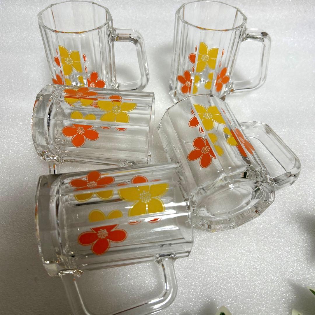 昭和レトロ HOYAクリスタル 花柄ジョッキセット ガラス小箱 レトロ