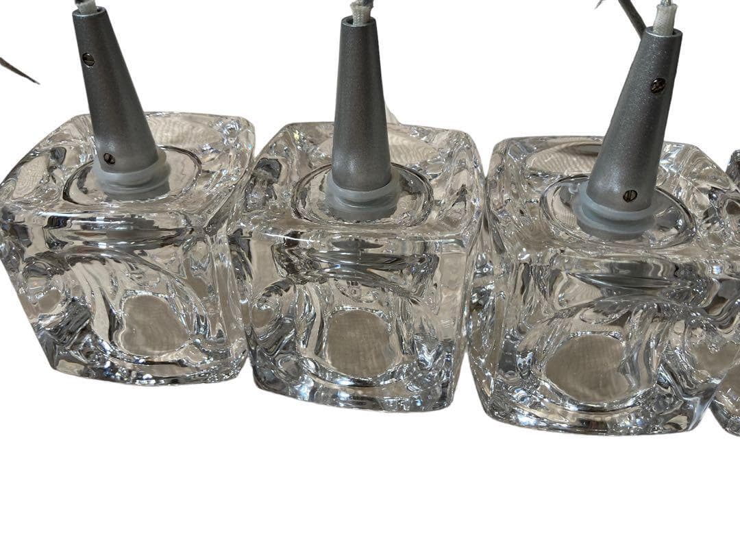 希少】キシマ 6灯 ペンダントライト ハロゲンランプ ガラス製