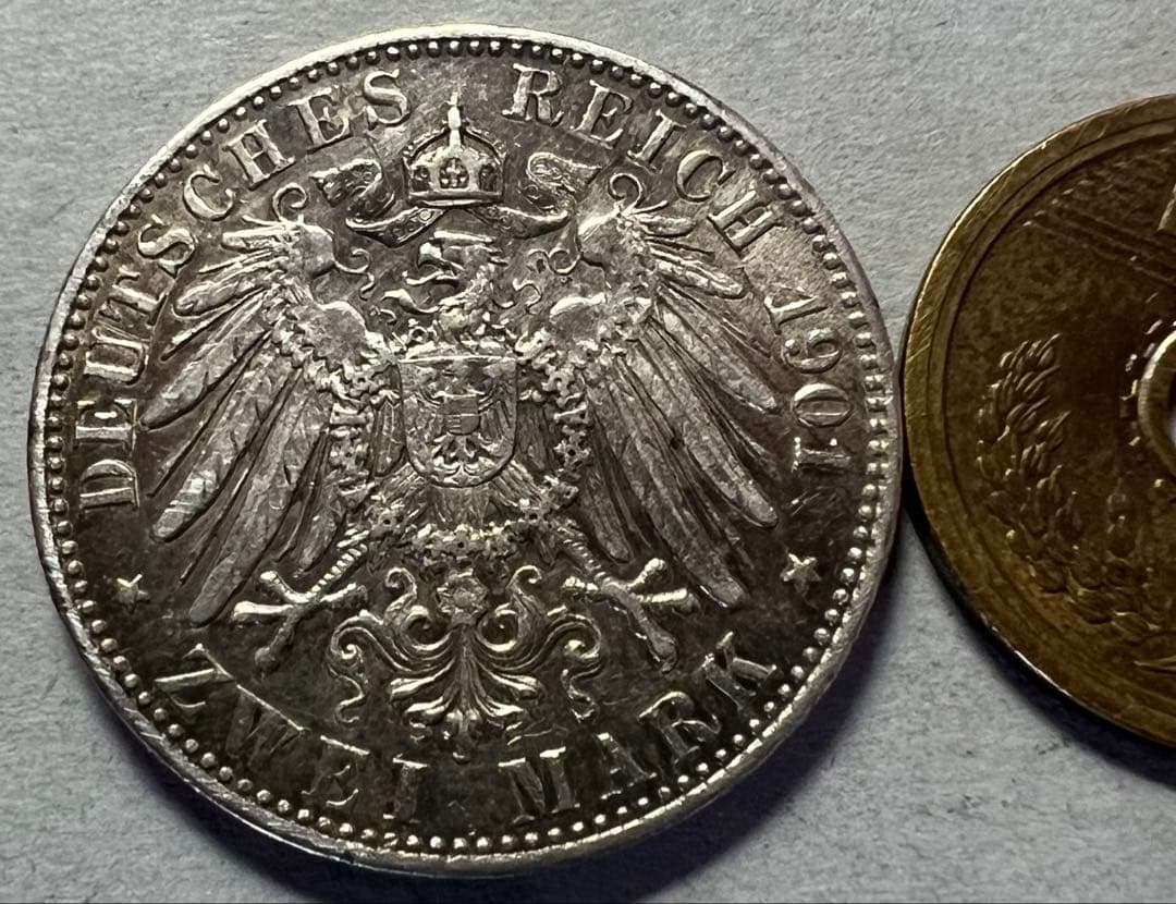 る*ぴ様 1901年 ドイツ プロイセン王国2マルク銀貨 美品』ドイツプロイセン