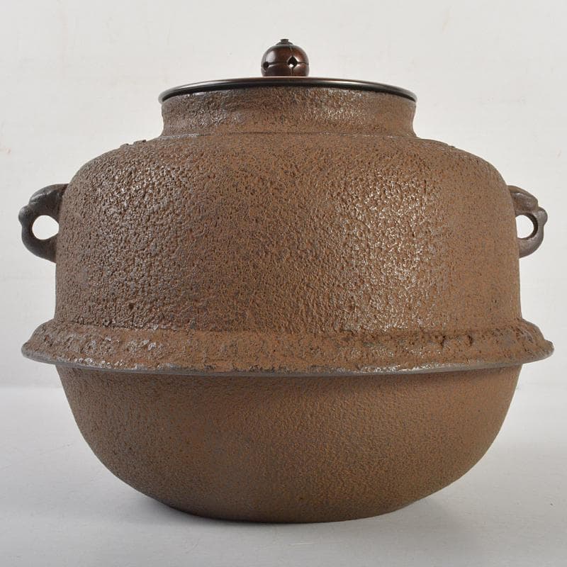 茶道具　釜師　和田美之助造　真形羽釜　共布共箱　M　R6644B