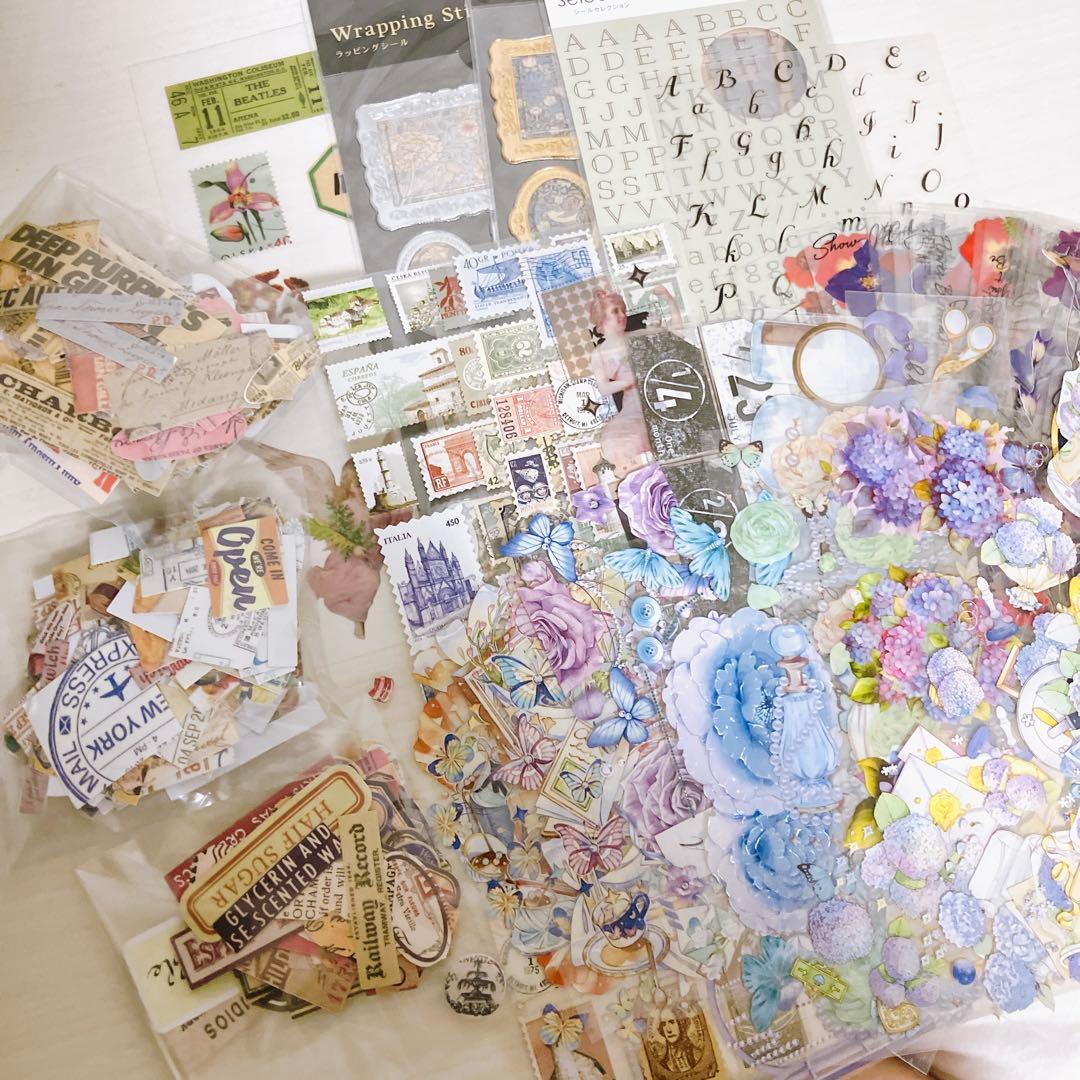 80サイズ】デザぺ紙もの大量詰め合わせコラージュ素材 メモ シール