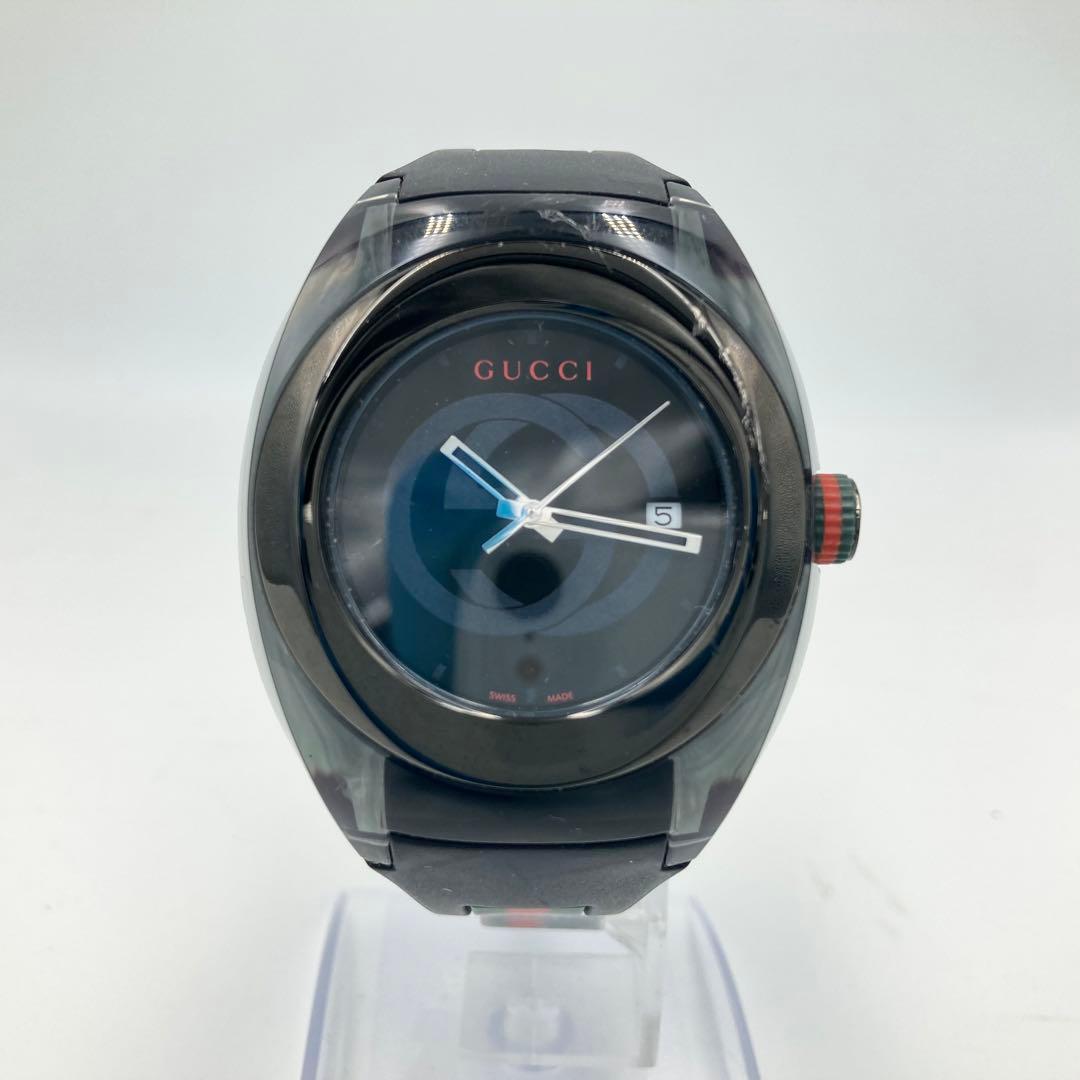 グッチ SYNC 腕時計 黒 メンズ シェリーライン