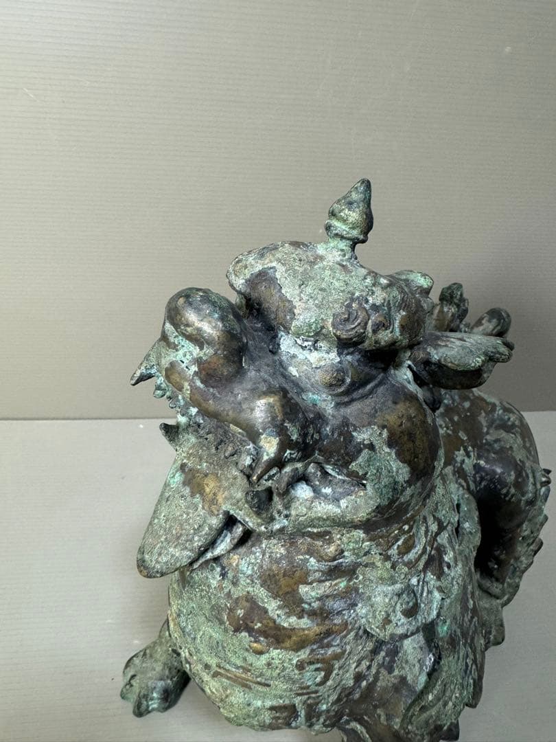 2217 古銅 青銅器 獅子 尊 饕餮紋 唐物 時代物
