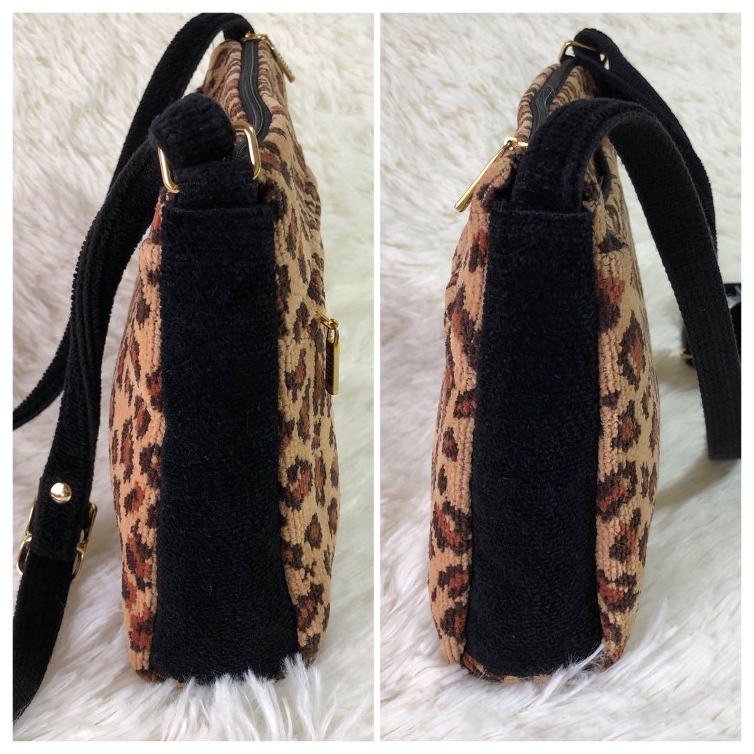 美品 フェイラー ショルダーバッグ レオパード シュニール織 ロゴ