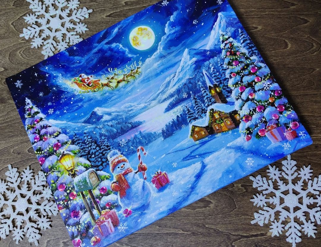 く*ら様 【至福のひととき】アクリル画 F3 風景画 絵画