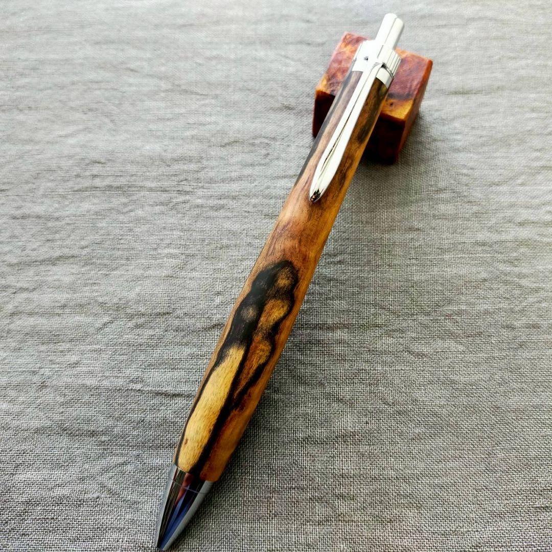 斑入黒檀 ハンドメイド 木軸ボールペン G2 天然木 シルバー - メルカリ