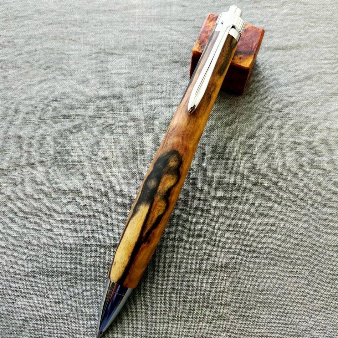 斑入黒檀 ハンドメイド 木軸ボールペン G2 天然木 シルバー - メルカリ