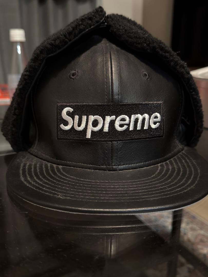 Supreme レザーフライトキャップ supreme Supreme レザーフライトキャップ 7 3/8 ブラック