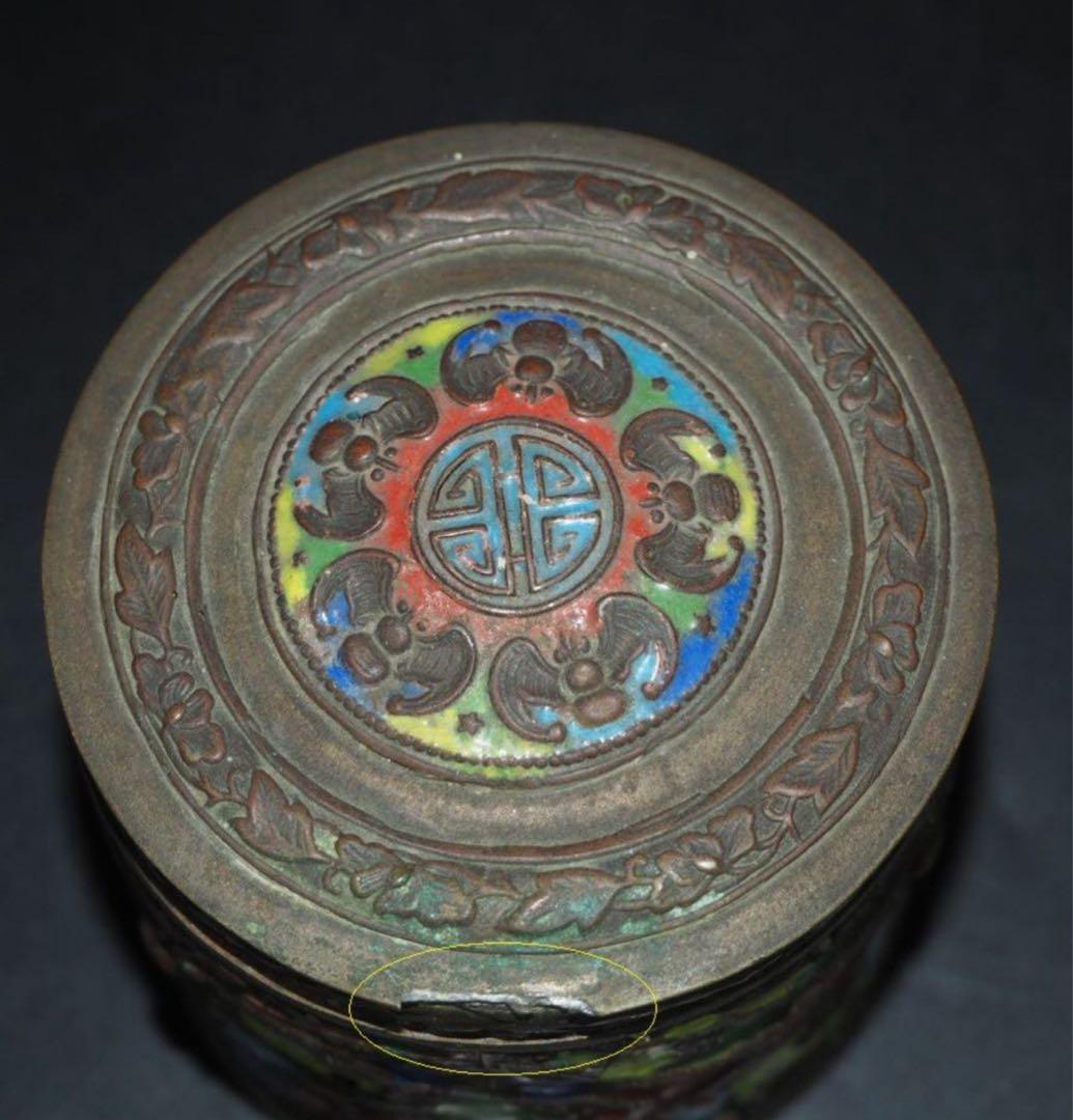 送料無料 江戸～明治 七宝龍文茶筒・茶入 茶道具 検/銀瓶鉄瓶茶托茶壺古