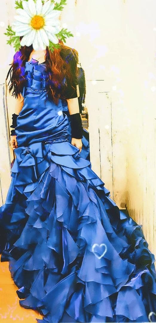 京都クラウディア ドレス ロイヤルブルー マーメイドライン フリル