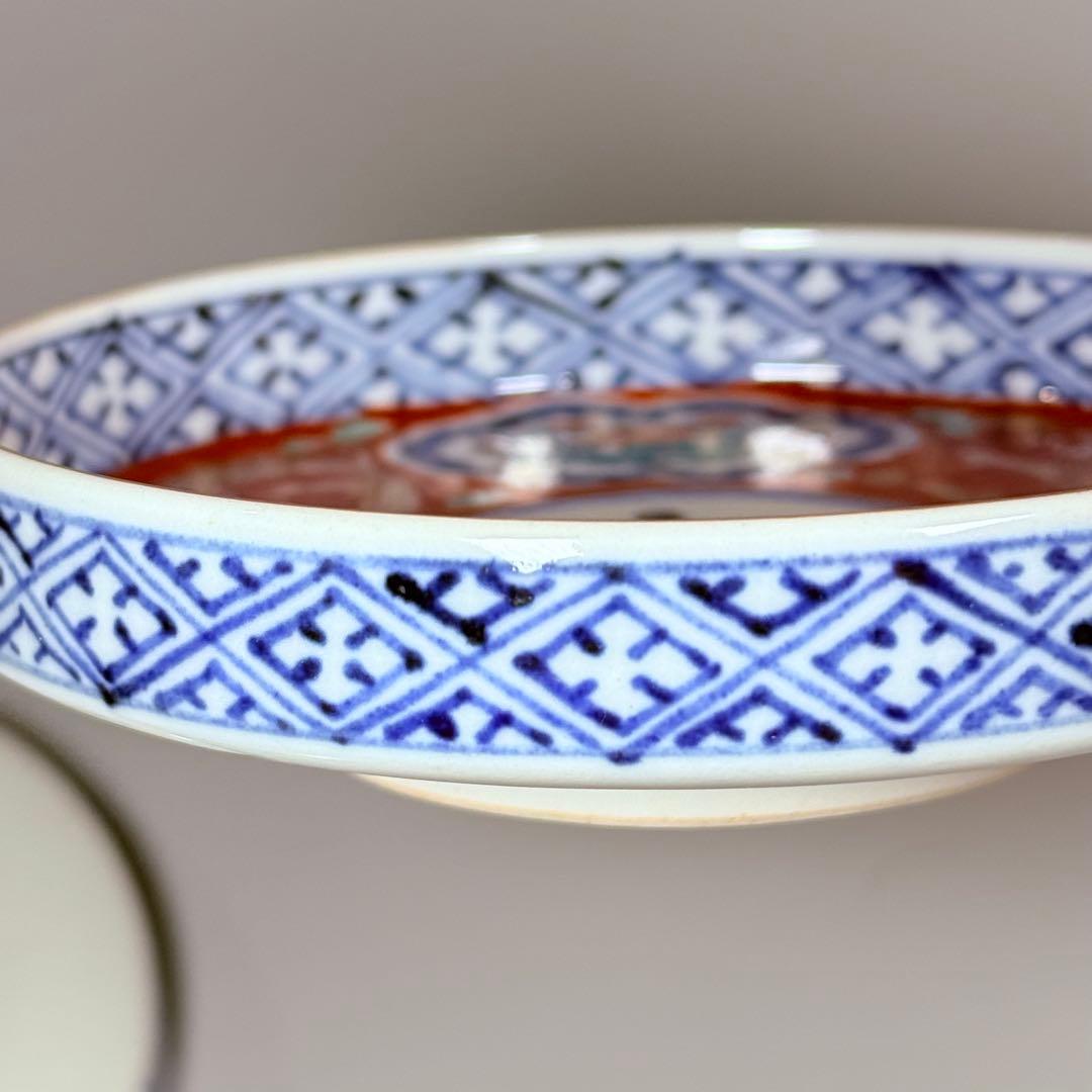 江戸期 大聖寺伊万里 金襴手三方龍壽文小皿 5客 日本料理 懐石