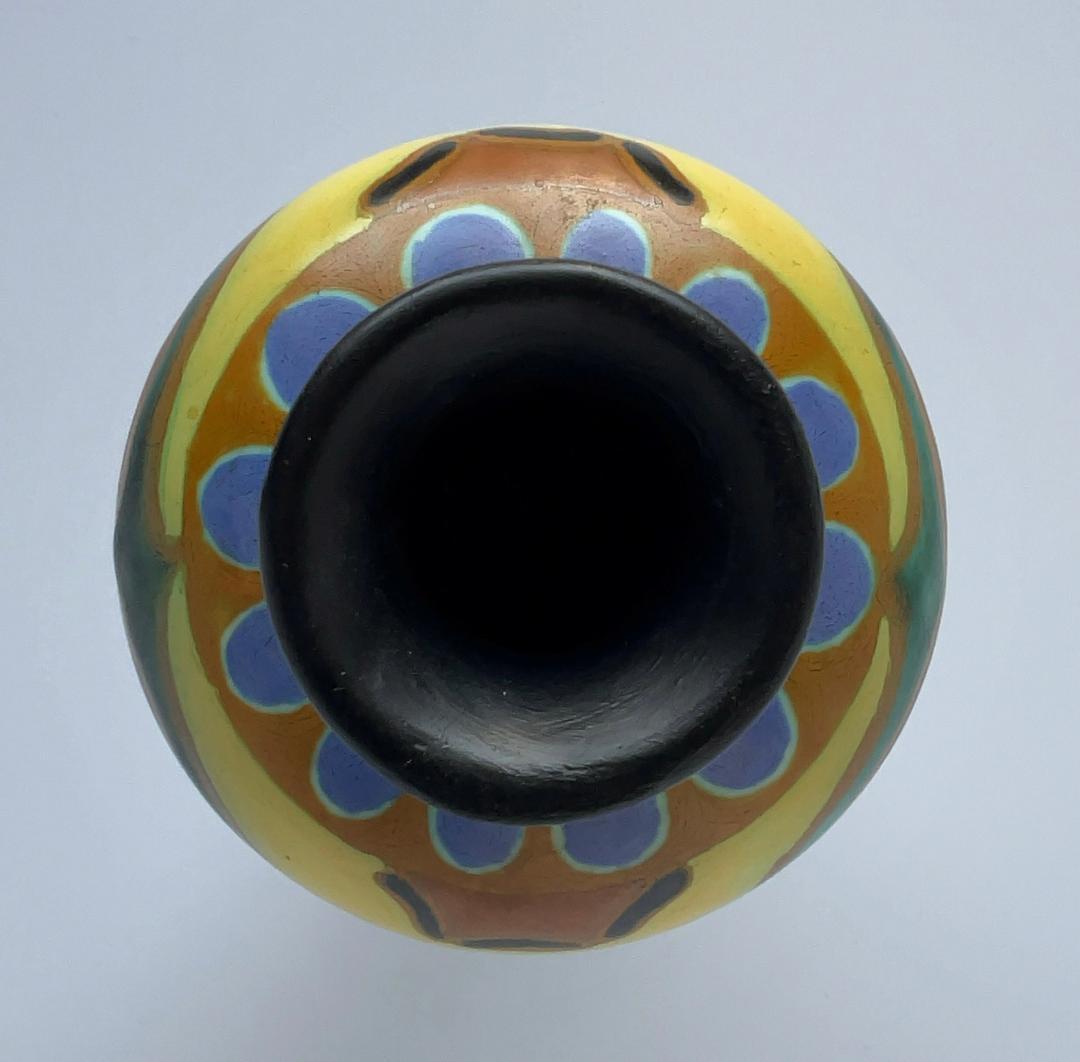 フラワーベースオランダ陶器ゴーダ窯アールデコアールヌーボー花瓶