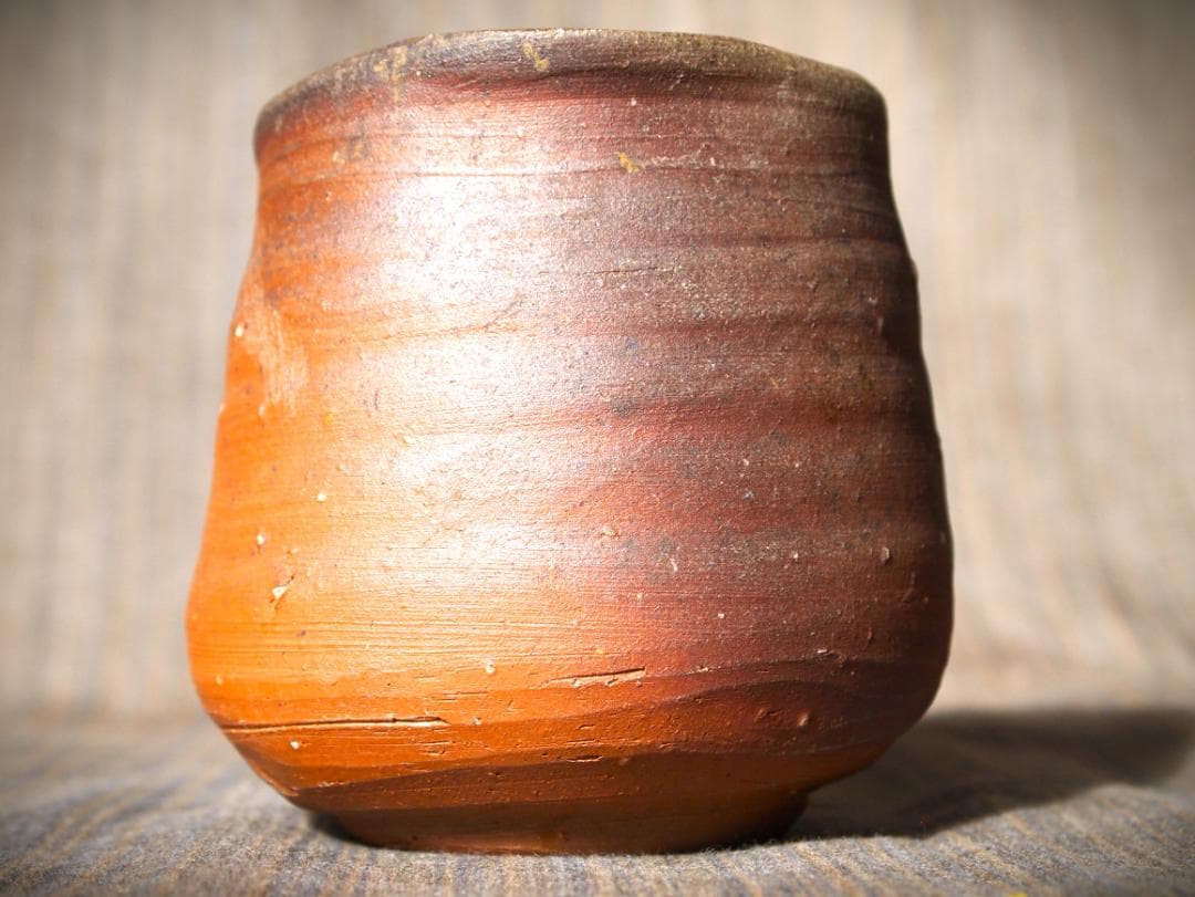 希少作☆中村六郎【師：金重陶陽】☆備前湯のみ☆共箱・布