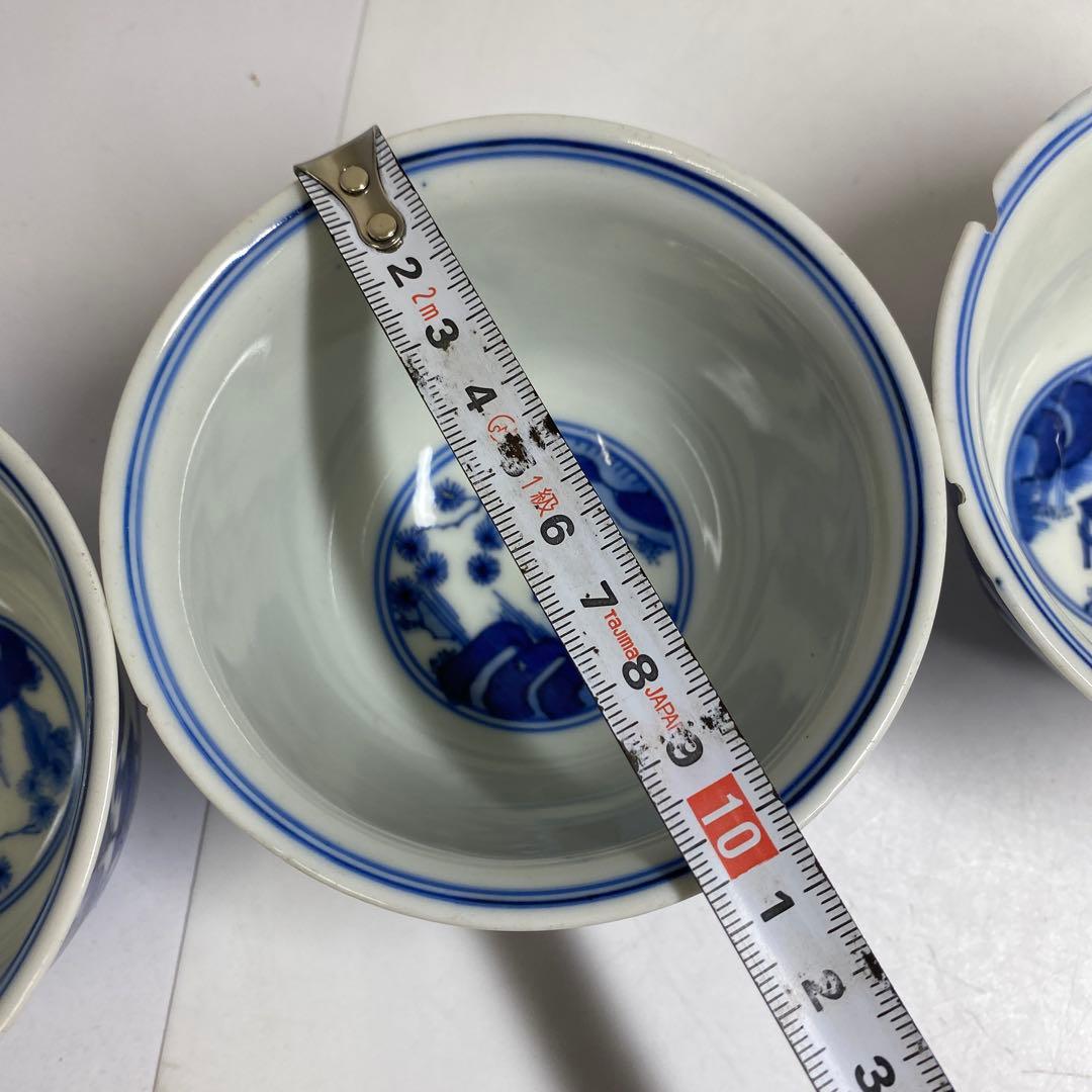 中国古玩 大明嘉靖年製 青花汲出碗5客 径約10.5㎝東