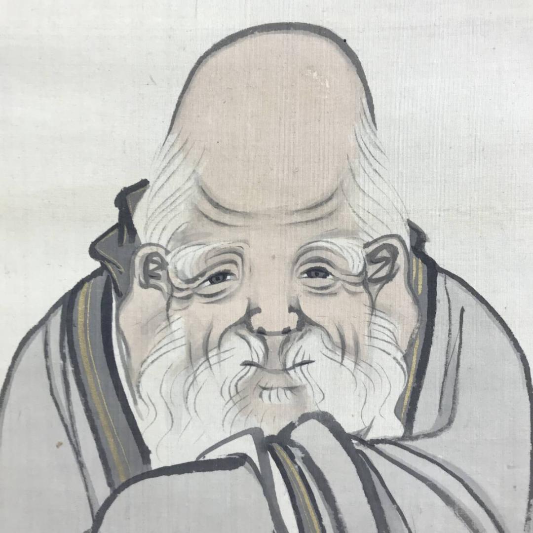 真作/横山清暉/寿老人図/七福神のうちの一人/人物図/掛軸☆宝船☆AE