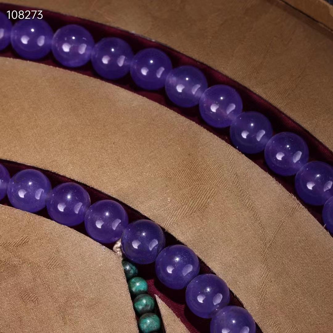 中国古美術・極品紫水晶朝珠・刺繍箱付き・時代物・極細工・置物・古賞