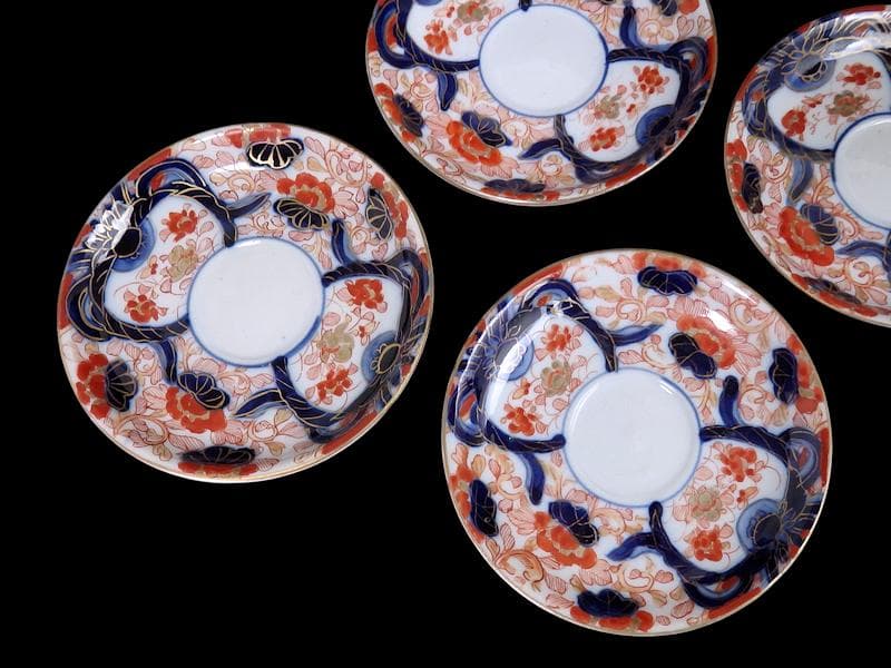 古伊万里　金襴手　花鳥紋に鳳凰の図　４寸皿　５枚　D047AS-DBu