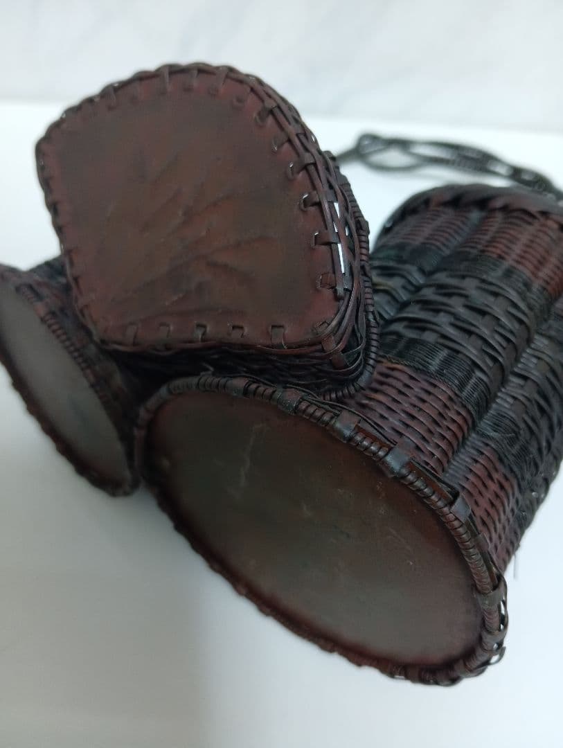 江戸時代武家旧家蔵出古銅製編込み細工茶道具置物アンティーク飾り