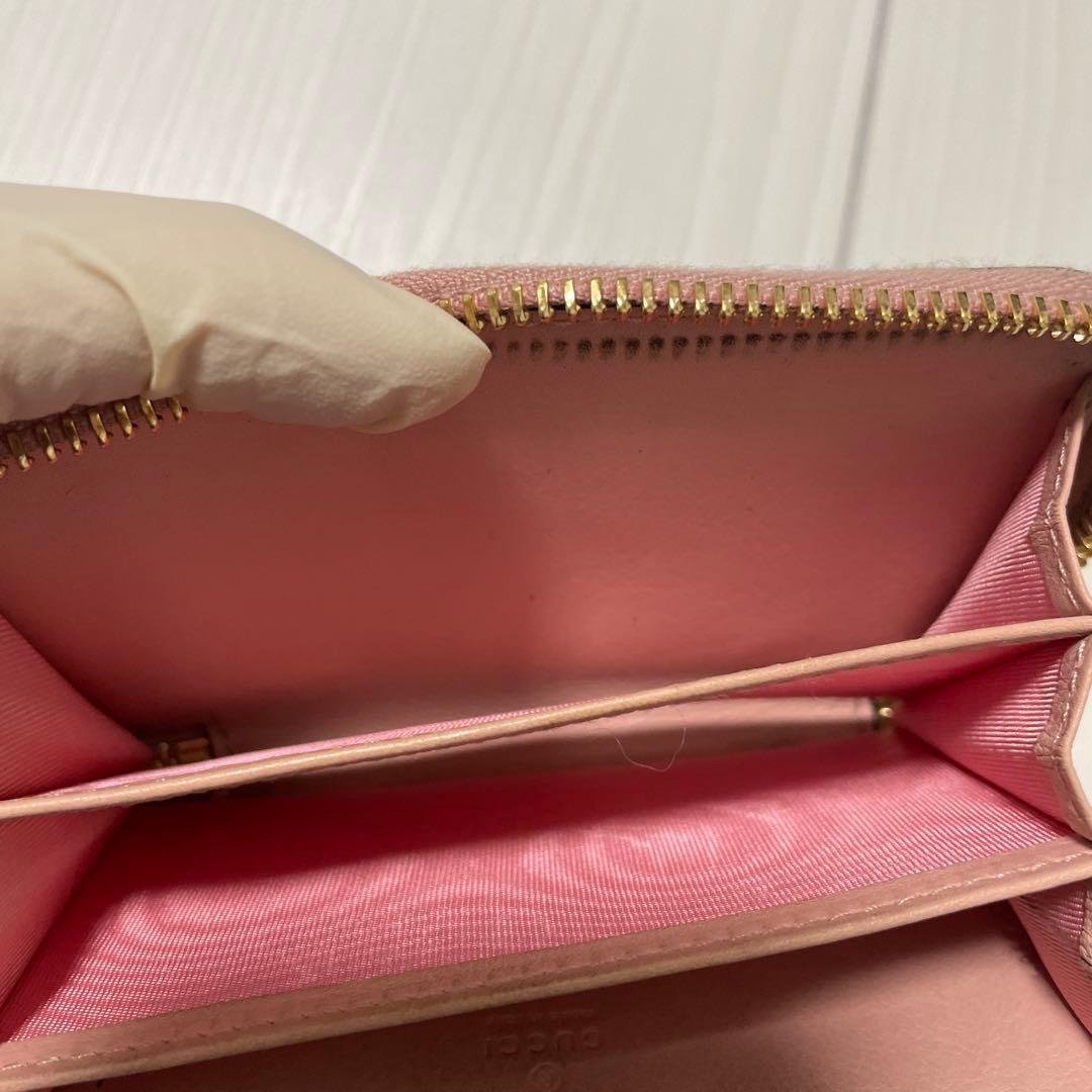 美品グッチ スプリーム ケース ラウンドファスナーキーチェーン レザーレディース