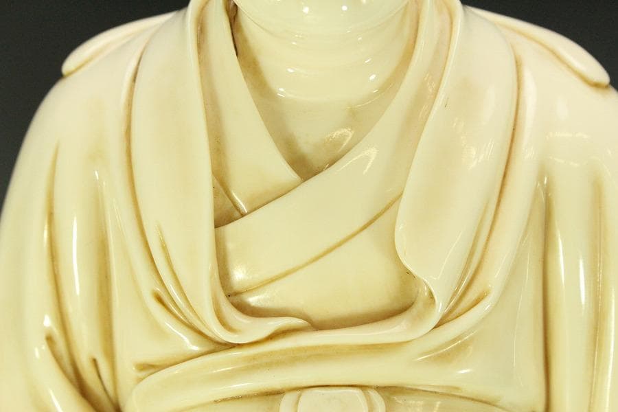 中国美術 白磁 徳化窯 人物 座像 高46cm(RC989)