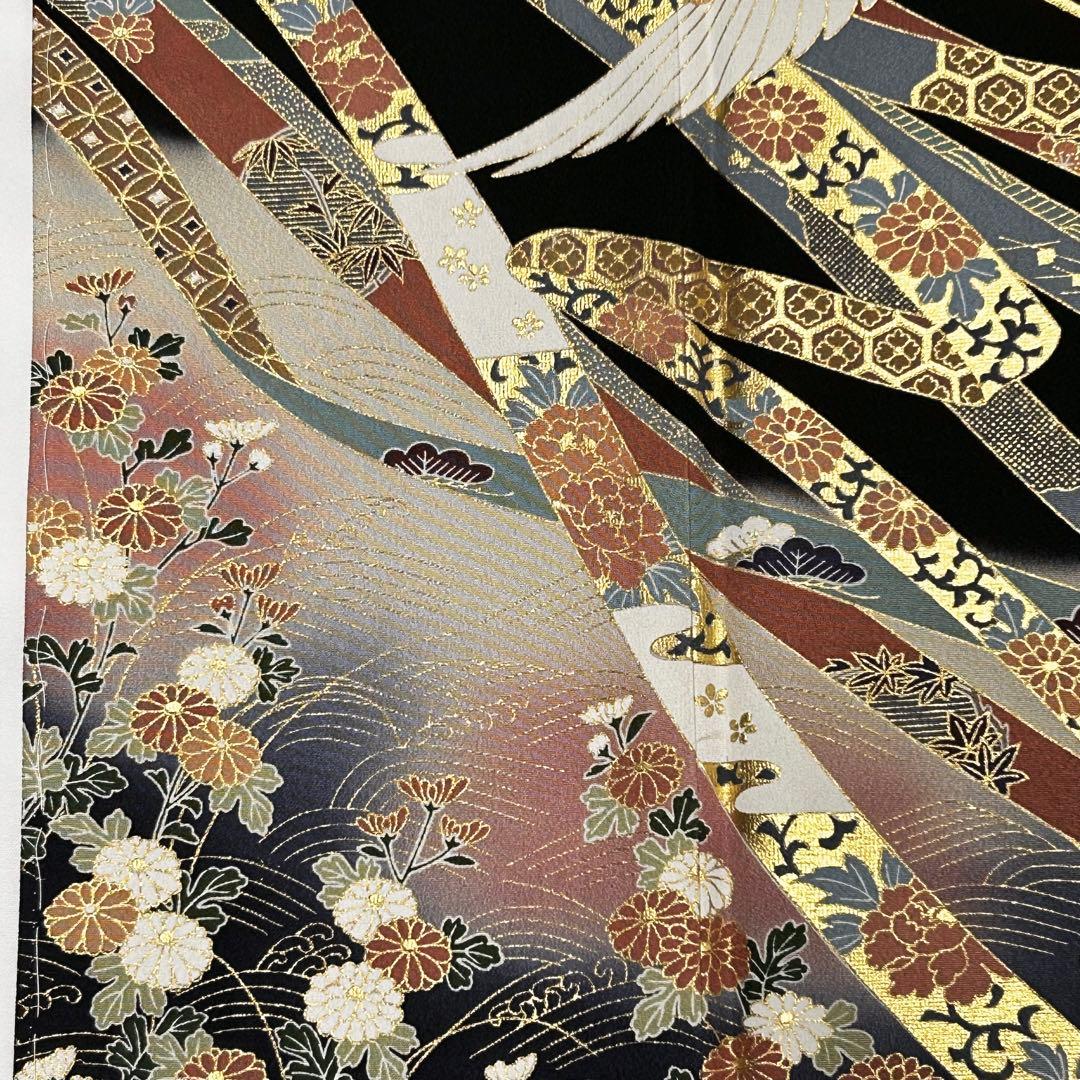 654】友禅•金箔•金駒刺繍 黒留袖 - メルカリ