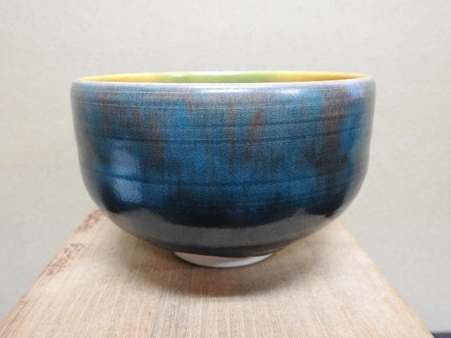 浅倉五十吉　彩釉茶碗　共箱　MA270