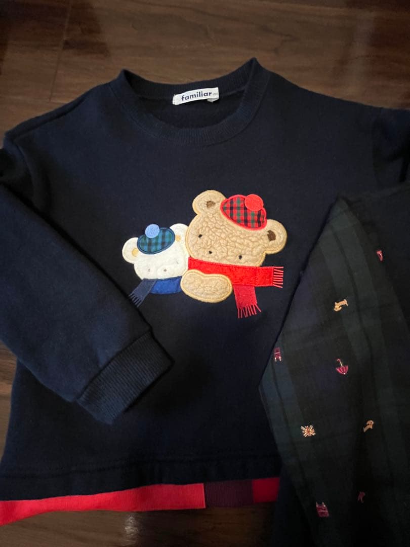 美品 familiar クマ刺繍 トレーナー 100センチ 2セット