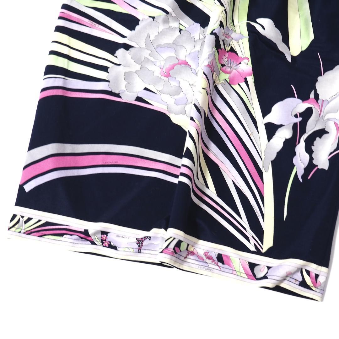 レオナール 花柄 総柄 ストレッチ素材 スカート