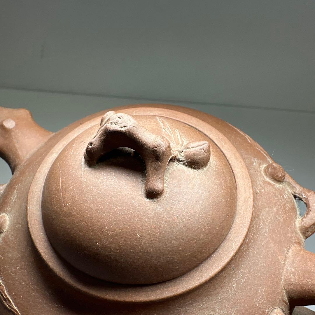 周揚大銘 朱泥急須 幅約20㎝ 東Y7-0430☆2Fタエチ