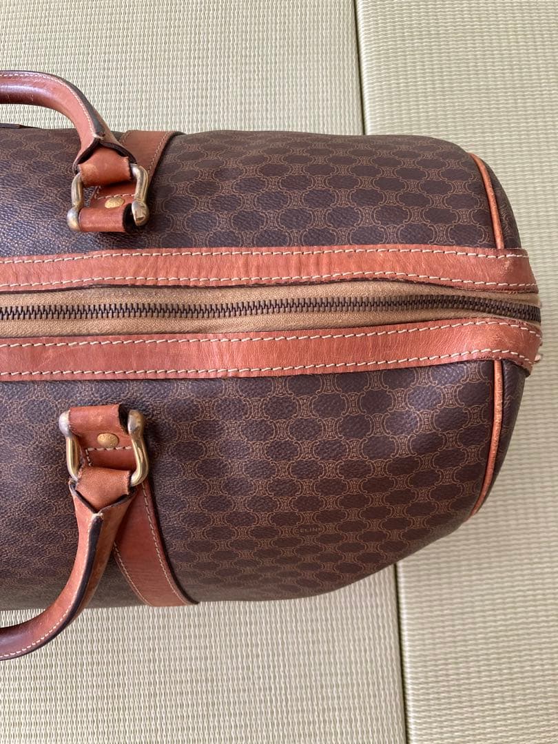 CELINE】ボストンバッグ マカダム柄 ダークブラウン ショルダー付