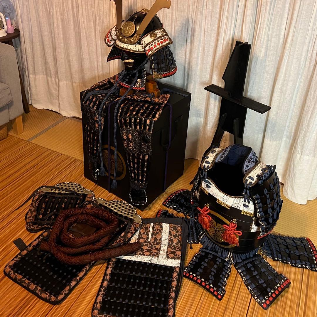 新品同様、美品！『光忍』丸武工房製【鎧•甲冑】紺糸威 黒胴 当世具足　甲冑 一式